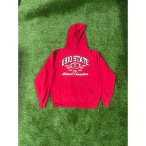 Vintage Ohio State Buckeyes National Champions Red Hoodie Mens M Jerzees Blend